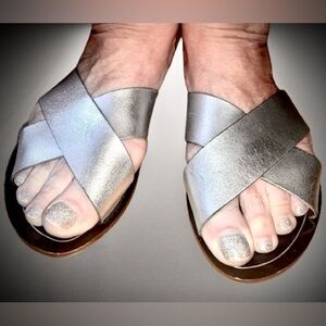 J.Crew Cyprus Sandals. Silver leather, Sz 8